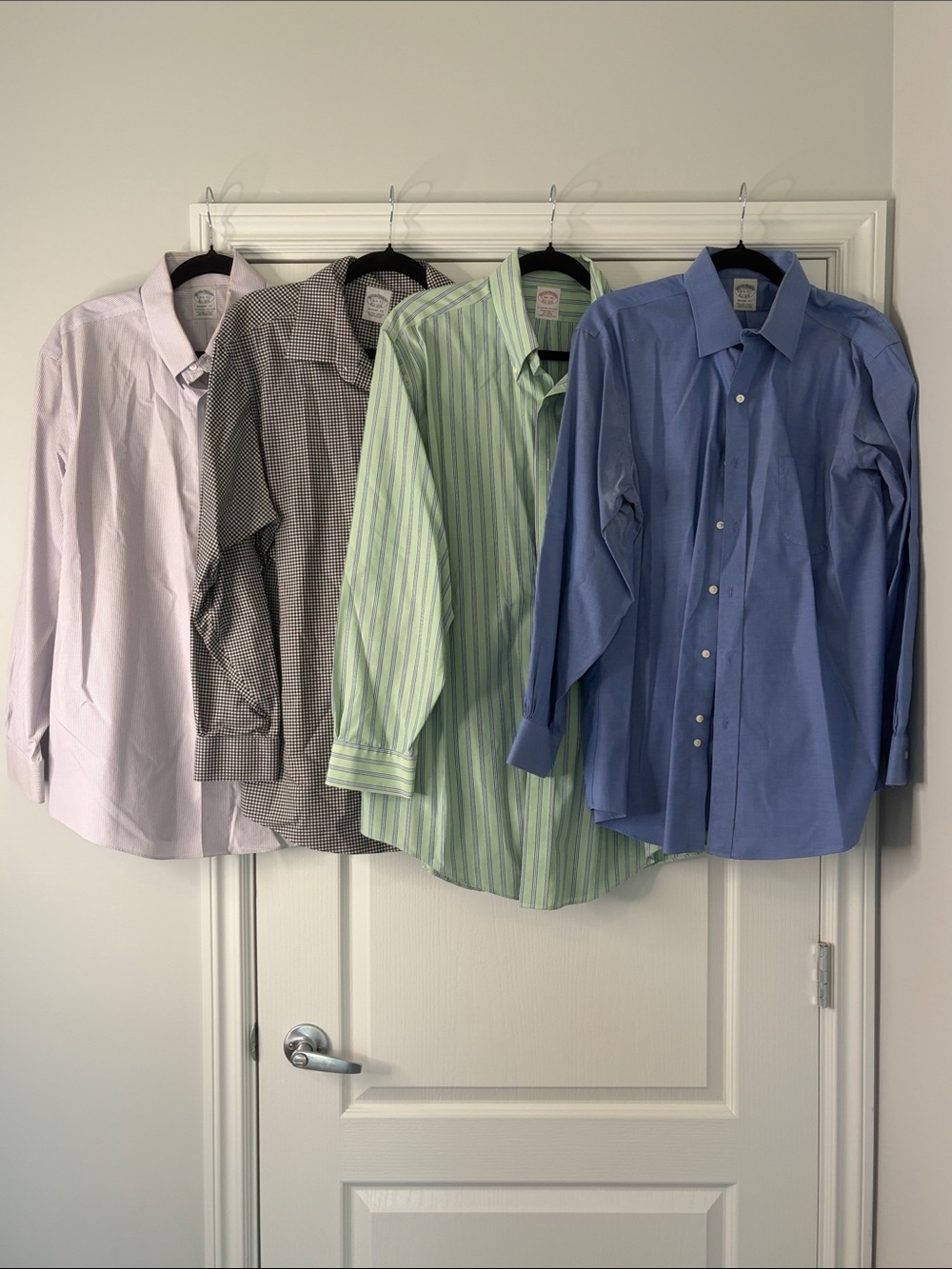 Brooks Brothers Men's Dress Shirt Bundle Blue, Green, Purple, Black/White Check